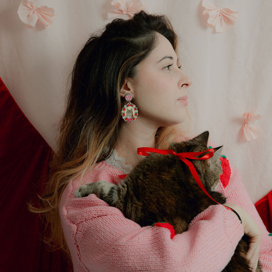 Strawberry Pet Portrait Earrings (One or Two Pet)