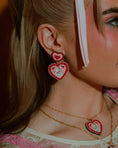 Load image into Gallery viewer, Frilly Heart Pet Portrait Earrings (Two Pets)