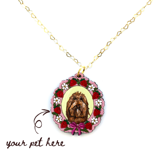 Strawberry Field Pet Portrait Necklace (One Pet)