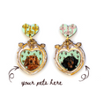 Load image into Gallery viewer, Antique Heart Pet Portrait Earrings (Two Pets)