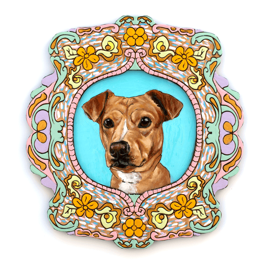 Mosaic Floral Frame Pet Portrait Wall Art (One Pet)