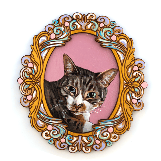 Fancy Gold Frame Pet Portrait Wall Art (One Pet)