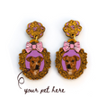 Load image into Gallery viewer, Fancy Bow Pet Portrait Earrings (One Pet)
