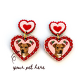 Load image into Gallery viewer, Frilly Heart Pet Portrait Earrings (One Pet)