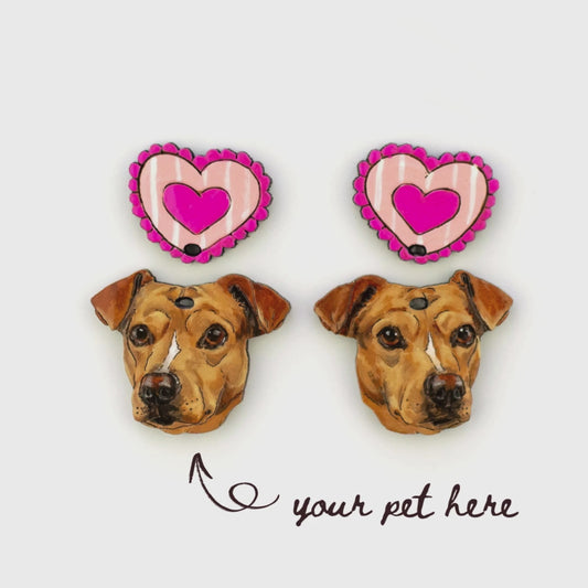 Pet Face Portrait Earrings (One Pet)