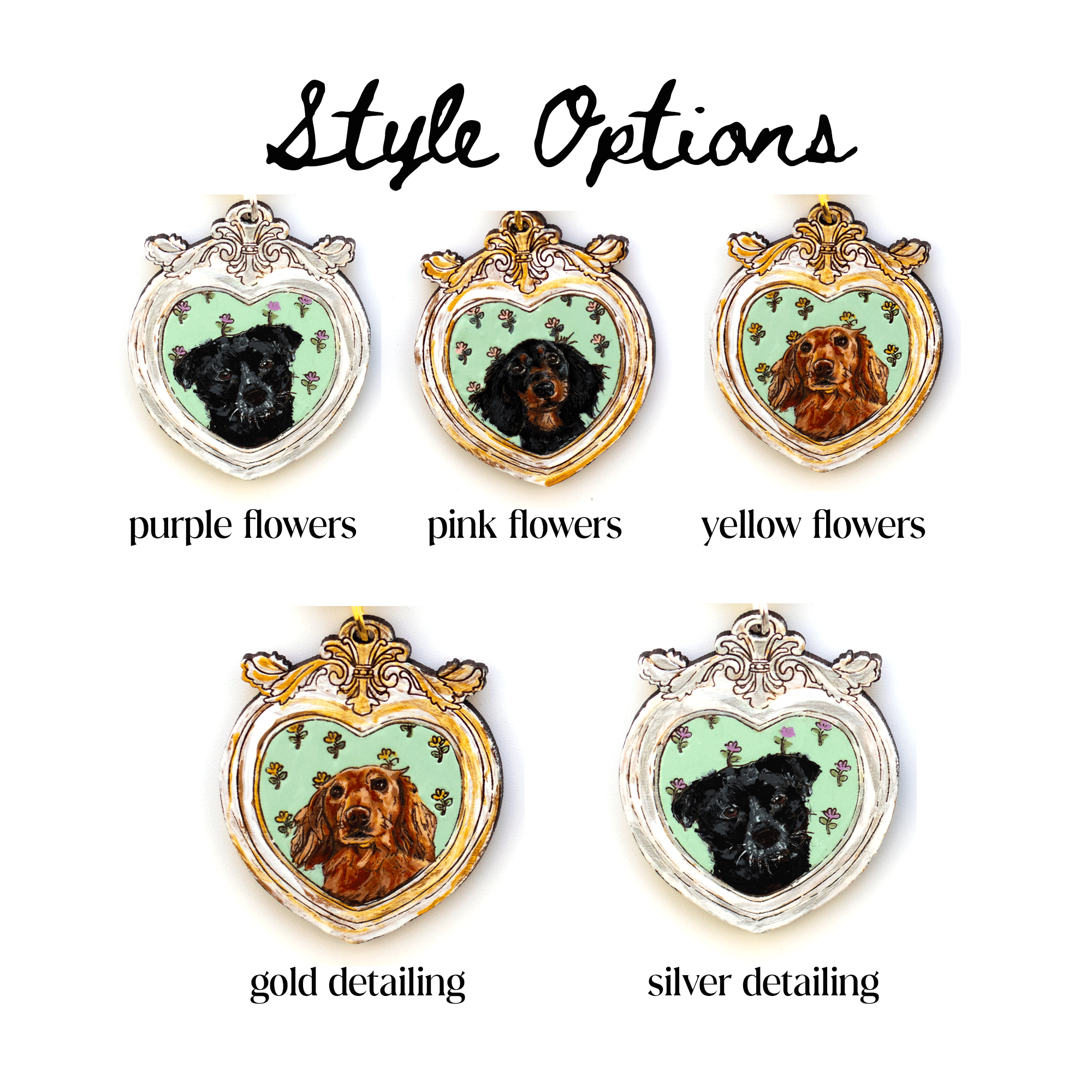 Antique Heart Pet Portrait Necklace(One Pet)