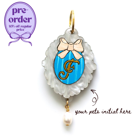 Monogram Bow Pet Tag