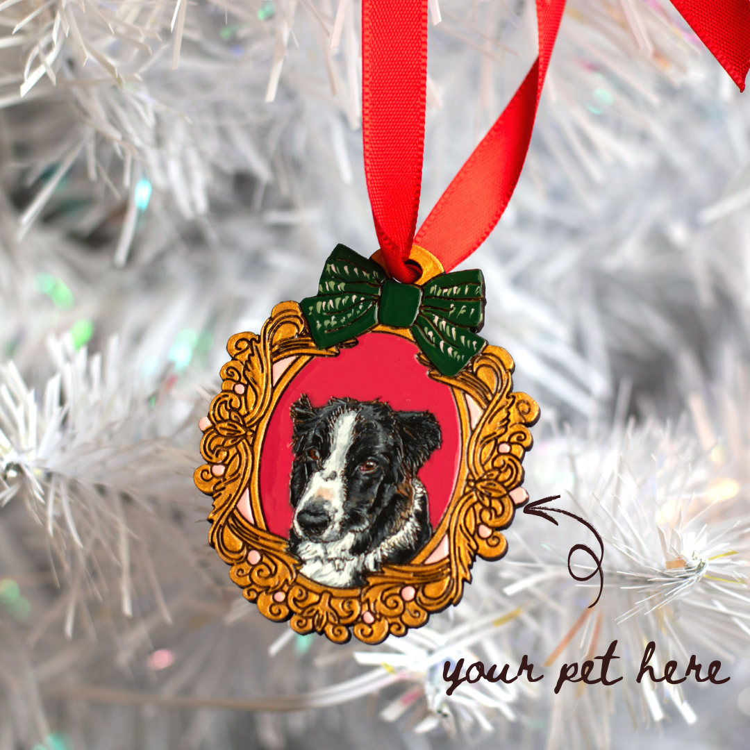 Fancy Bow Pet Portrait Ornament